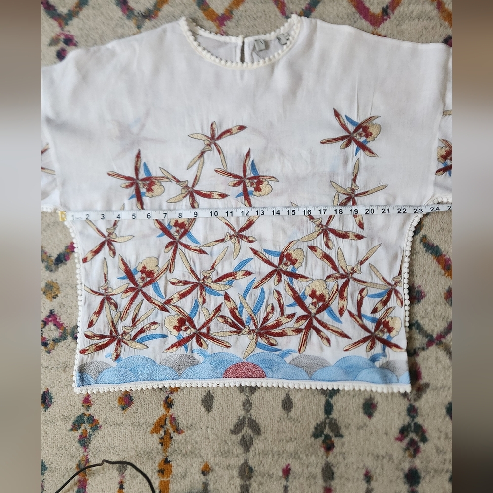 Lightweight Embroidered Semi-Sheer Boho Blouse with Detailed Trim - Picture 7 of 8